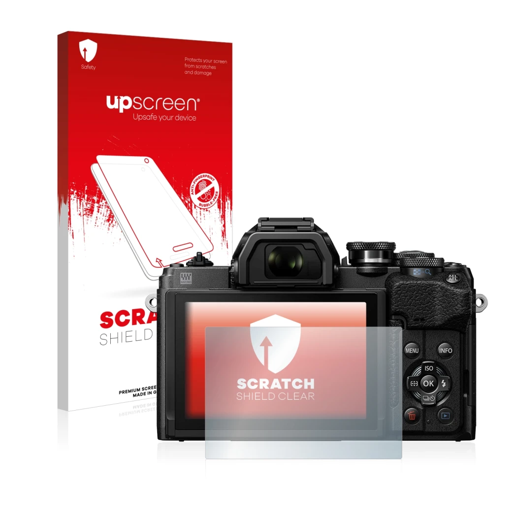 Front side of a product packaging with the brand logo upscreen. Next to it is the device Olympus OM-D E-M10 Mark IV shown with