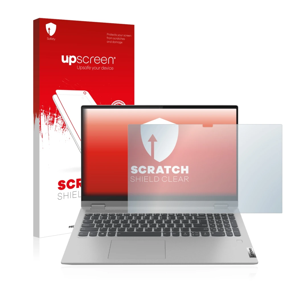 Front side of a product packaging with the brand logo upscreen. Next to it is the device Lenovo IdeaPad Flex 5 15