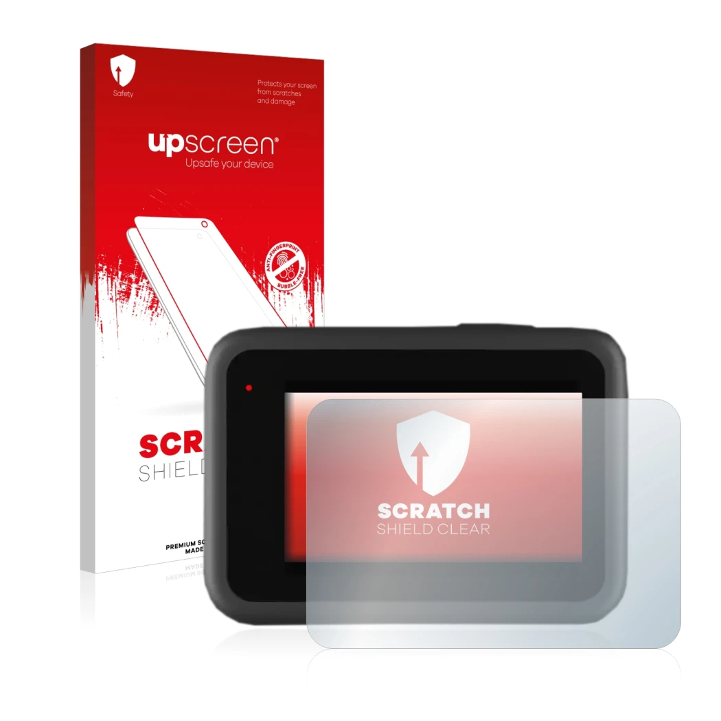 Front side of a product packaging with the brand logo upscreen. Next to it is the device GoPro Hero 9 Black shown with the cor