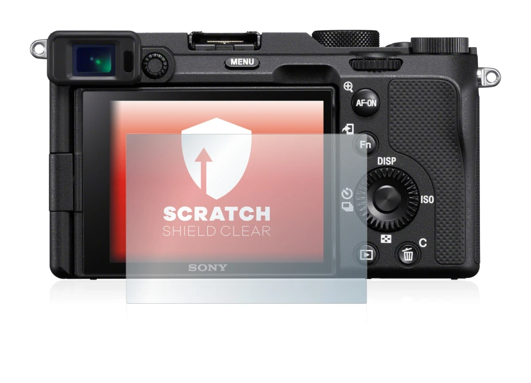 Image of the device Sony A7C with a wide variety of screen protectors.