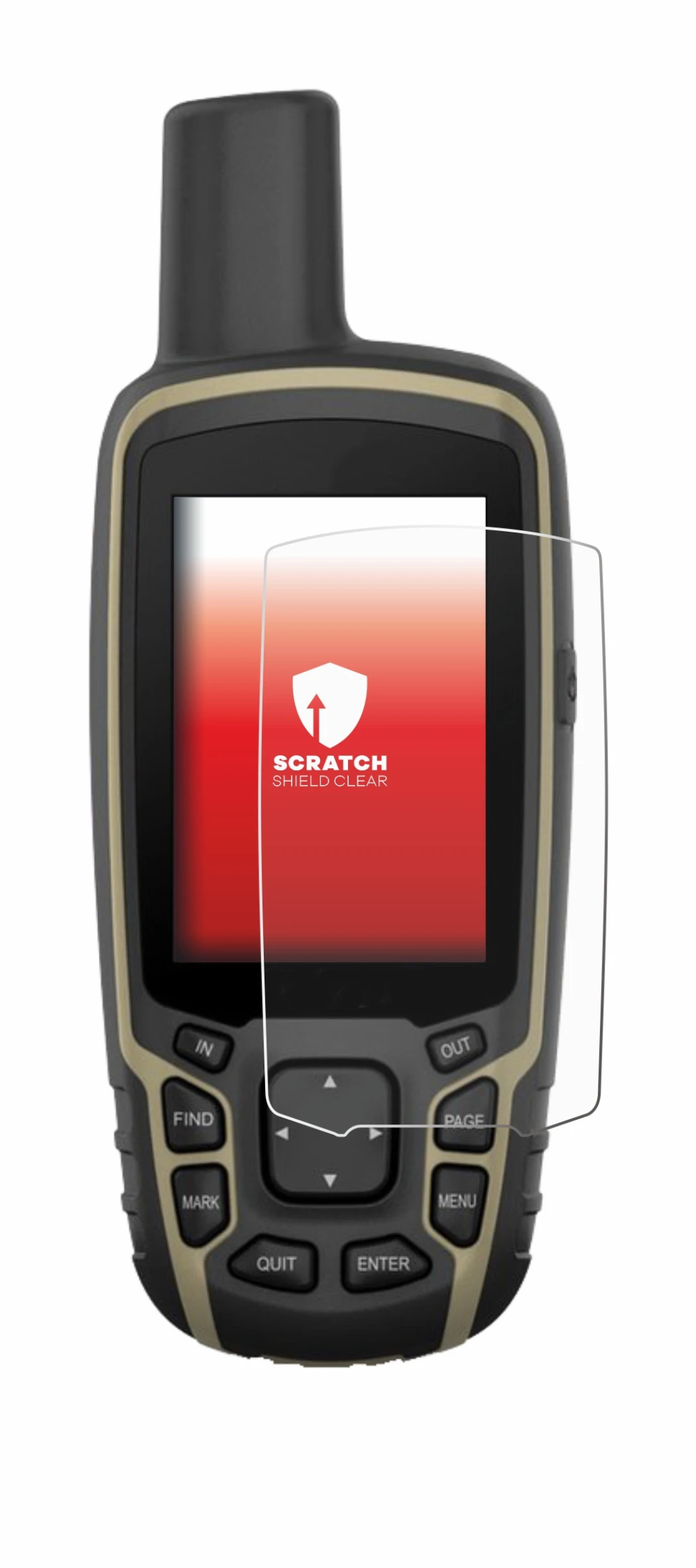 Image of the device Garmin GPSMAP 65s with a wide variety of screen protectors.