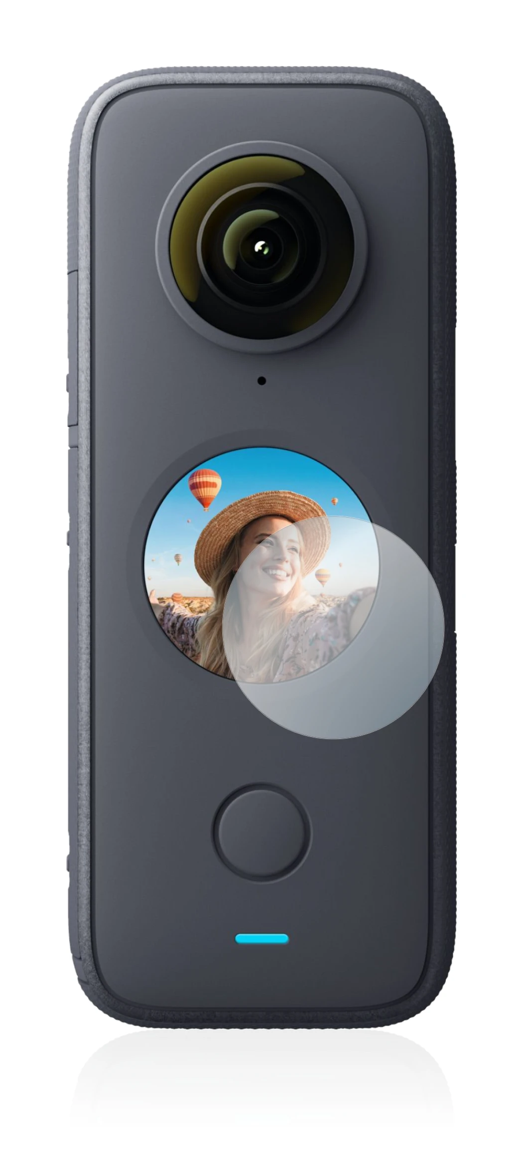 Image of the device Insta360 One X2 with a wide variety of screen protectors.