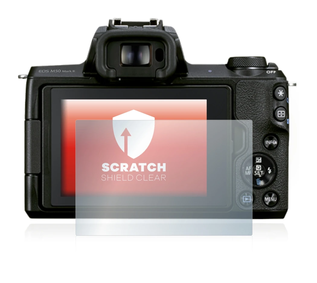 Image of the device Canon EOS M50 Mark II with a wide variety of screen protectors.