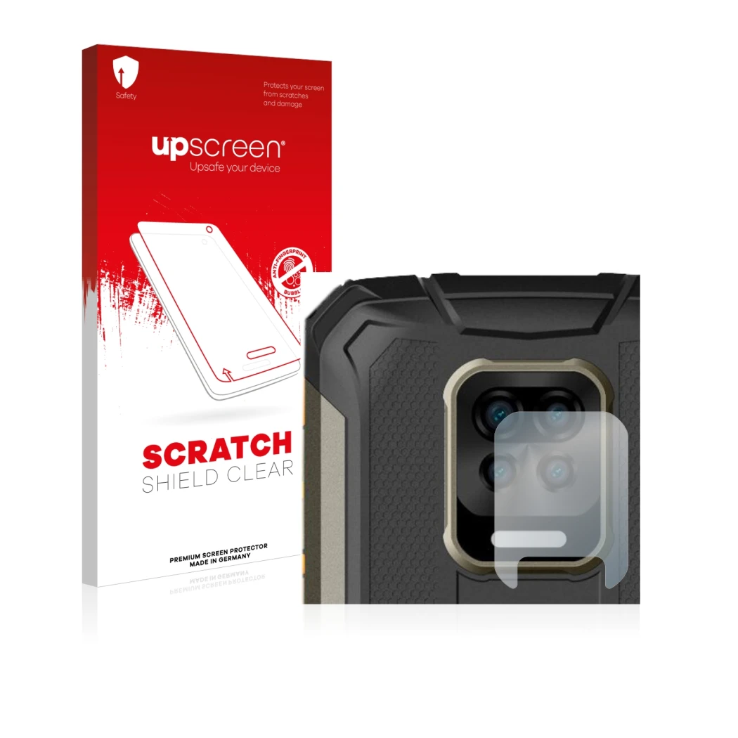 Front side of a product packaging with the brand logo upscreen. Next to it is the device Doogee S59 Pro (ONLY Camera Lens) sho