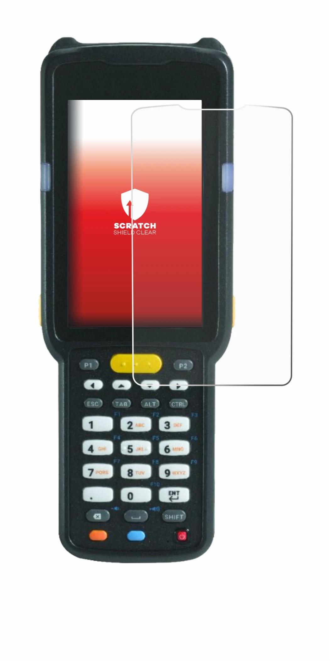 Image of the device Zebra MC3300X with a wide variety of screen protectors.