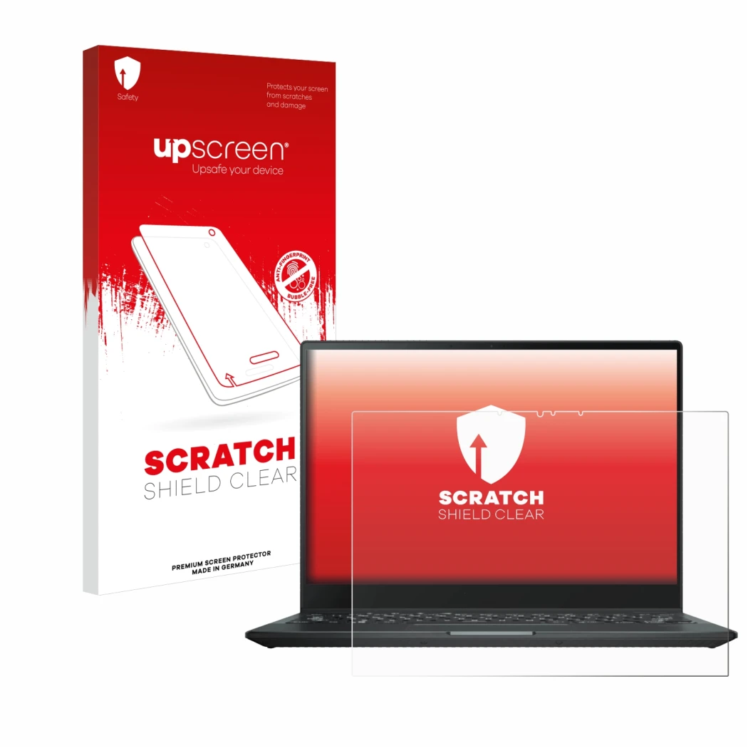 Front side of a product packaging with the brand logo upscreen. Next to it is the device ASUS Rog Flow X13 2022 shown with the