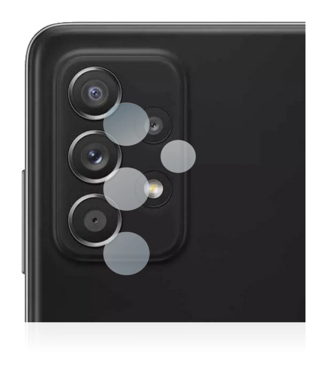 Image of the device Samsung Galaxy A52 (ONLY Camera Lens) with a wide variety of screen protectors.