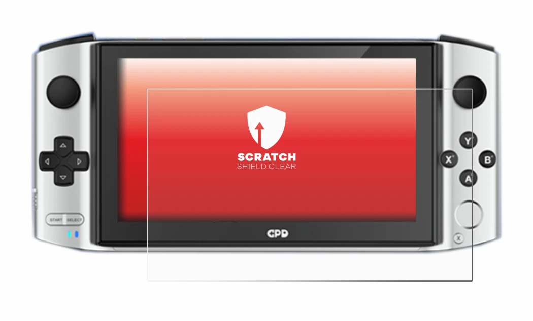 Image of the device GPD Win 3 with a wide variety of screen protectors.