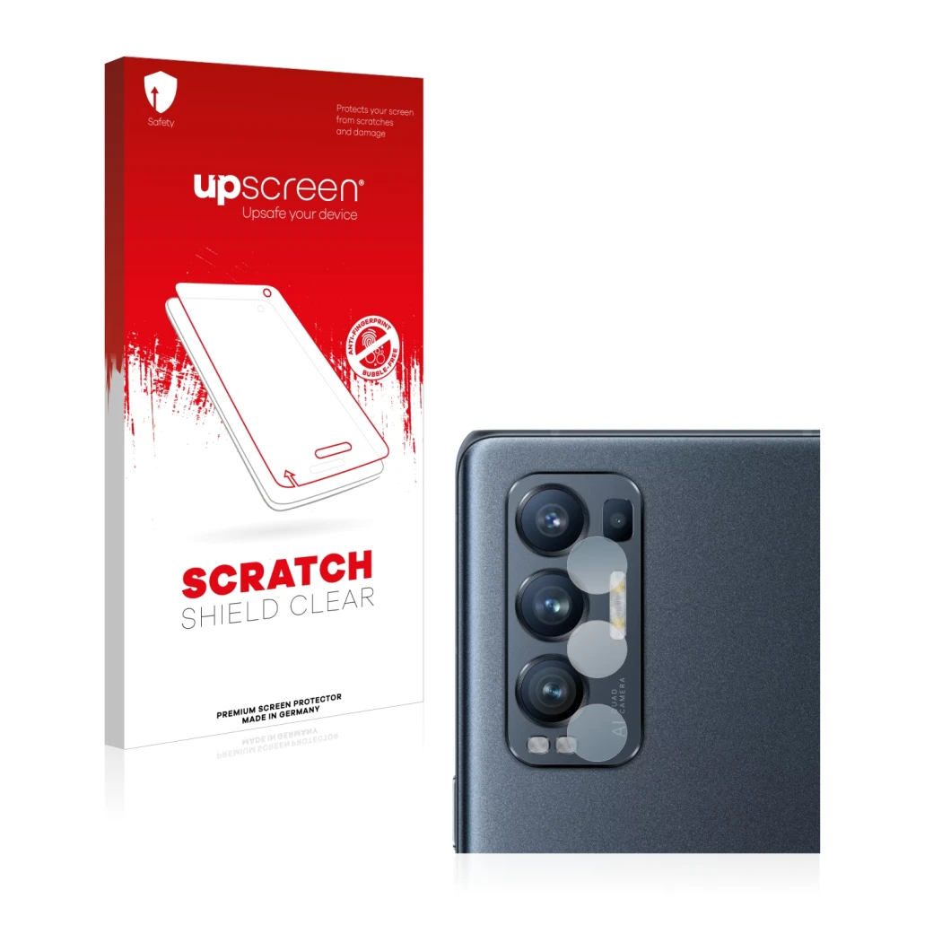 Front side of a product packaging with the brand logo upscreen. Next to it is the device Oppo Find X3 Neo (ONLY Camera Lens) s