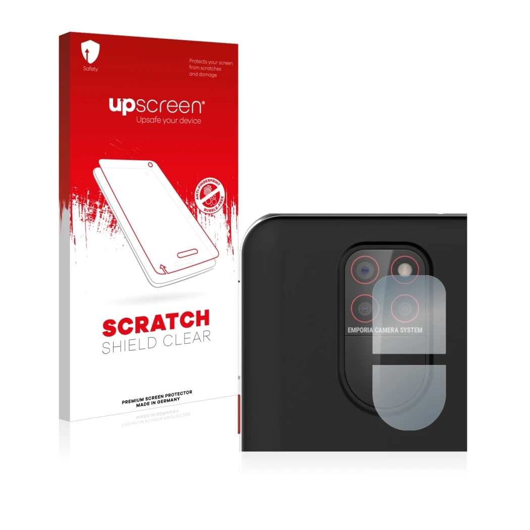 Front side of a product packaging with the brand logo upscreen. Next to it is the device Emporia Smart 5 (ONLY Camera Lens) sh