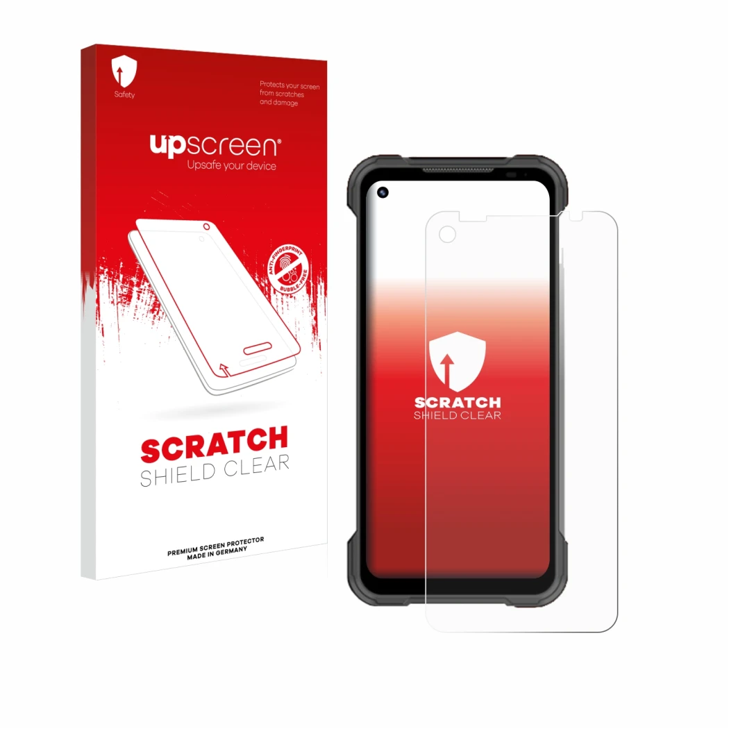 Front side of a product packaging with the brand logo upscreen. Next to it is the device Doogee S97 Pro shown with the corresp