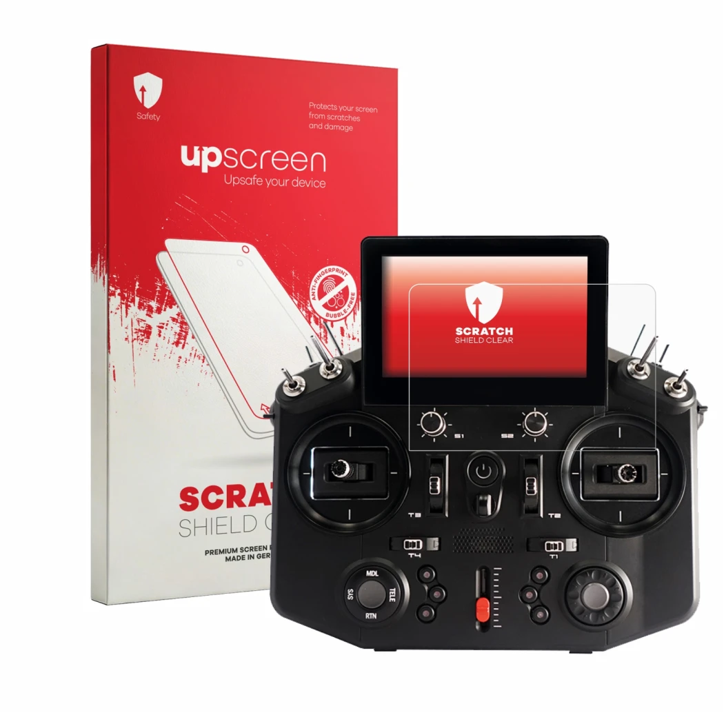 Front side of a product packaging with the brand logo upscreen. Next to it is the device FrSky Tandem X20 shown with the corre