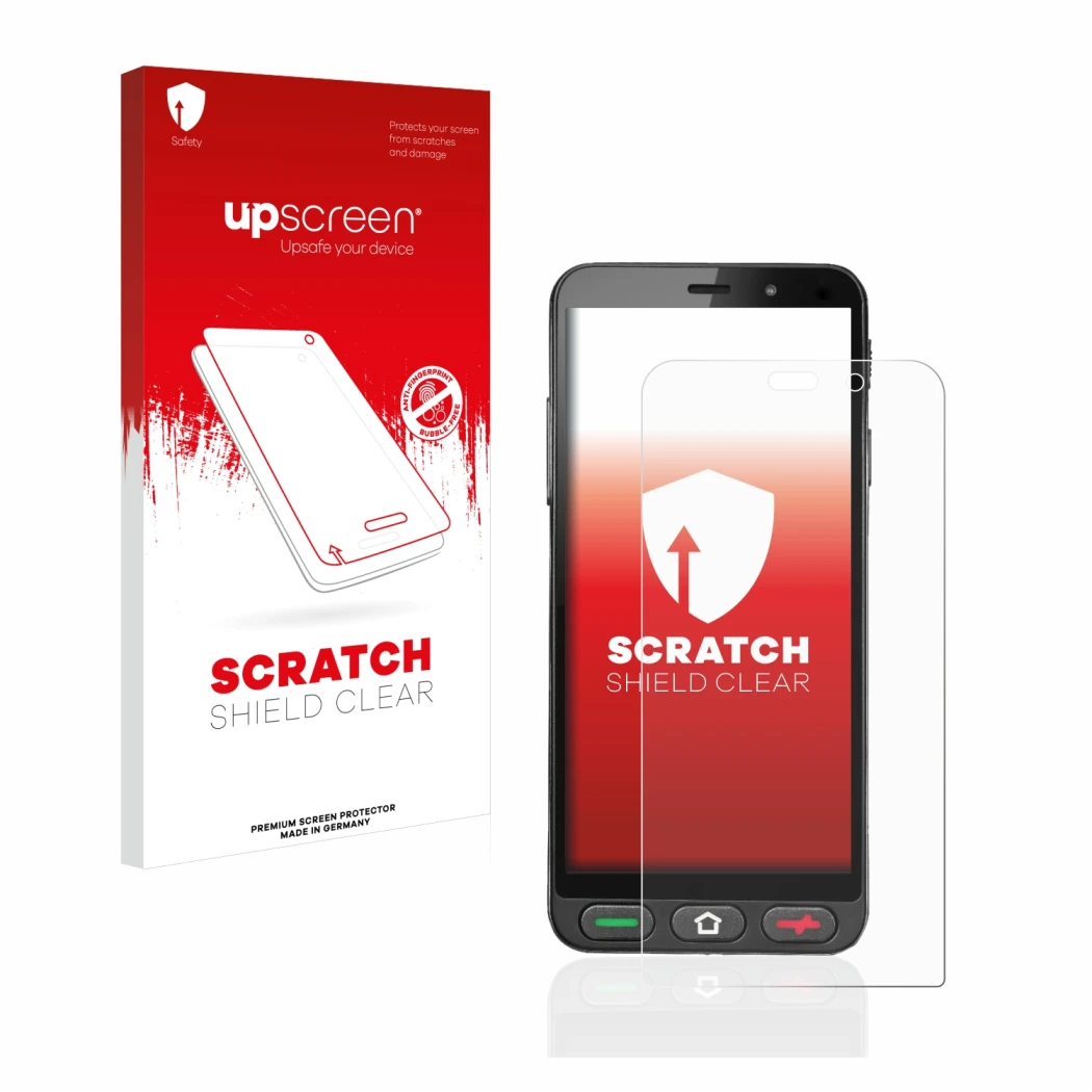 Front side of a product packaging with the brand logo upscreen. Next to it is the device Brondi Amico S Nero shown with the co