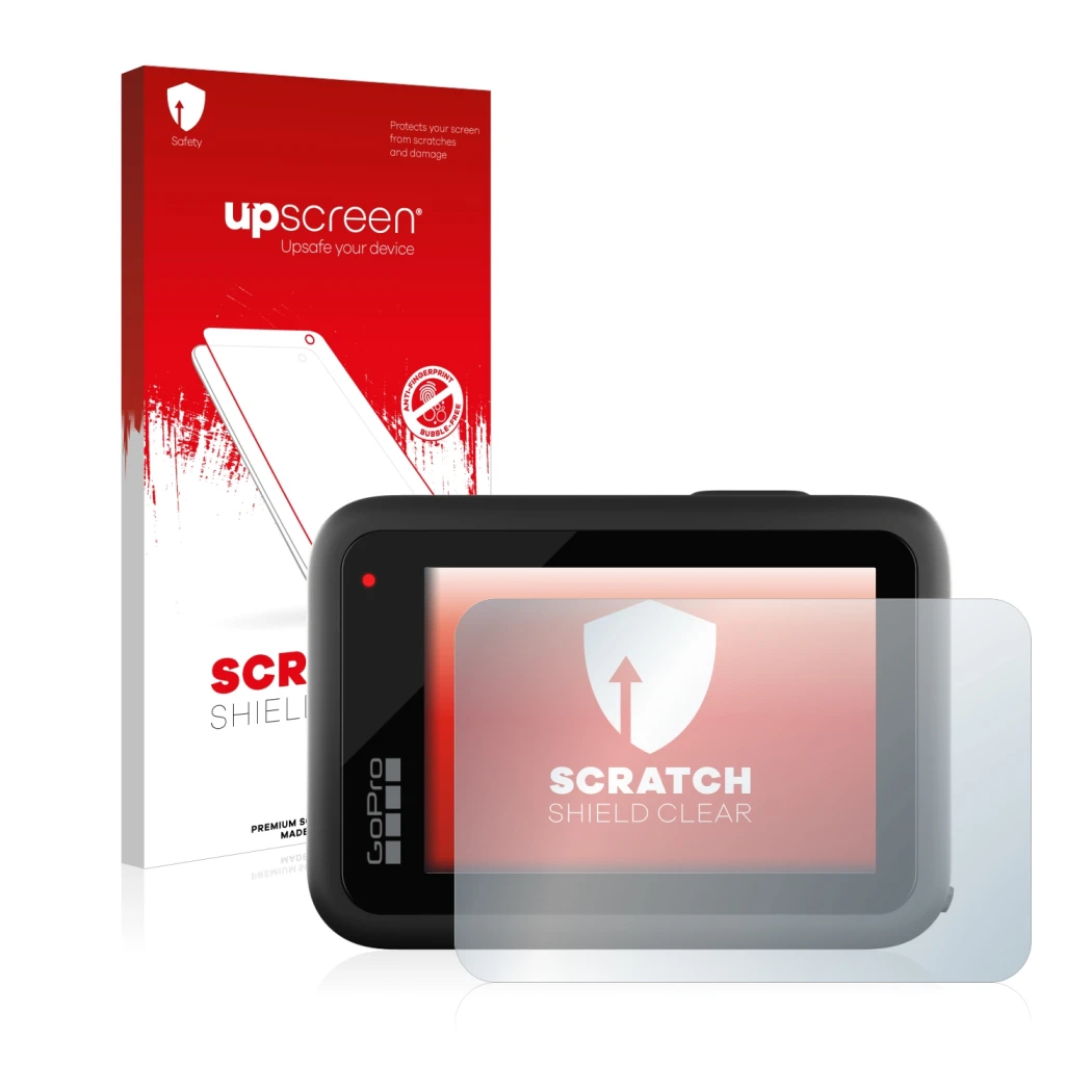 Front side of a product packaging with the brand logo upscreen. Next to it is the device GoPro Hero 10 Black shown with the co