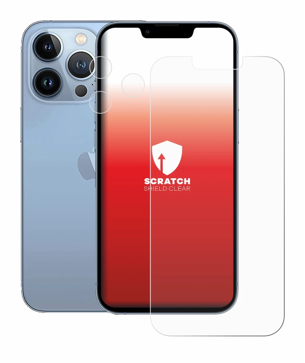 Image of the device Apple iPhone 13 Pro (Front+Camera) with a wide variety of screen protectors.