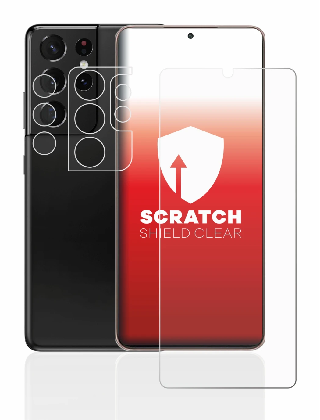 Image of the device Samsung Galaxy S21 Ultra 5G (Front+Camera) with a wide variety of screen protectors.