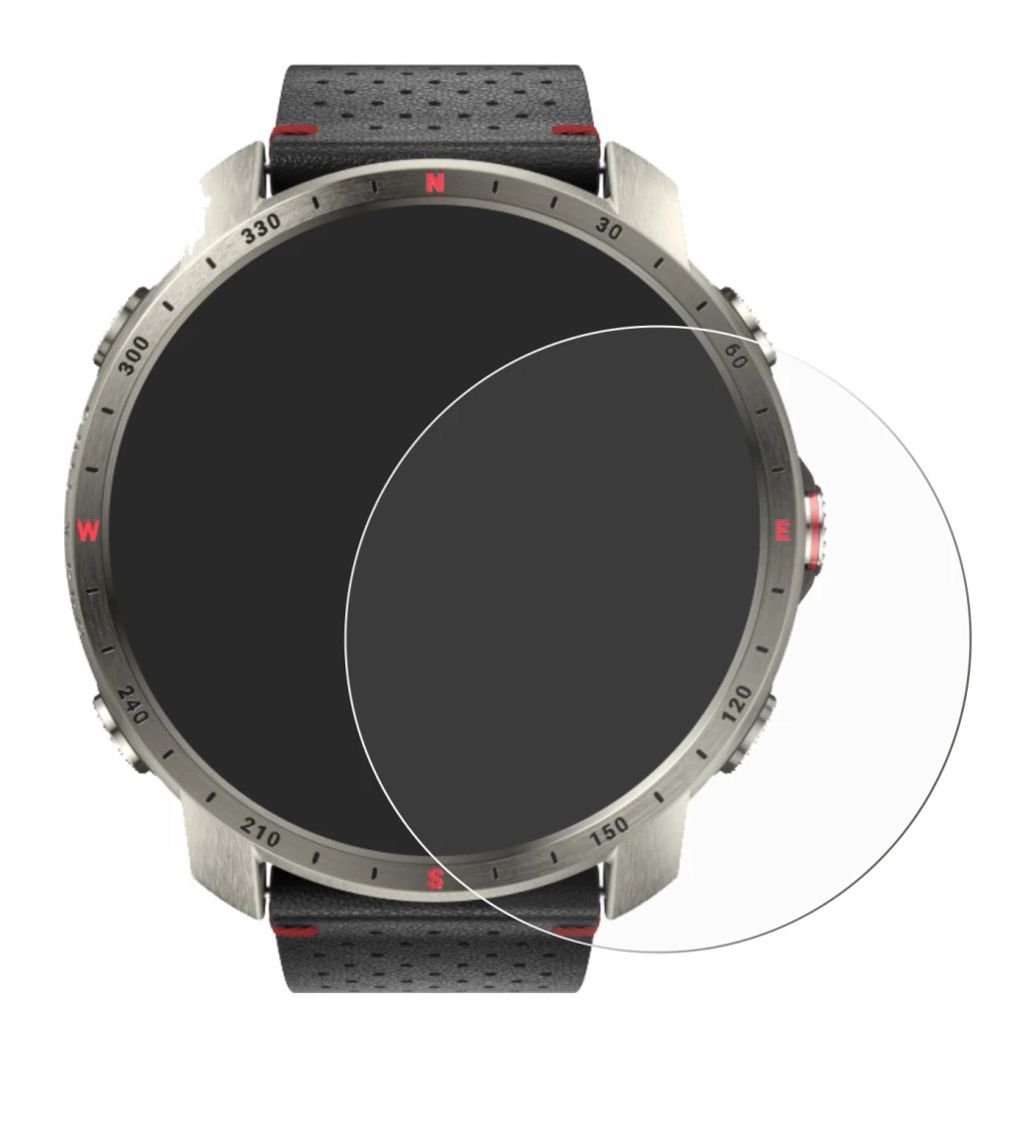 Image of the device Polar Grit X Pro Titan with a wide variety of screen protectors.