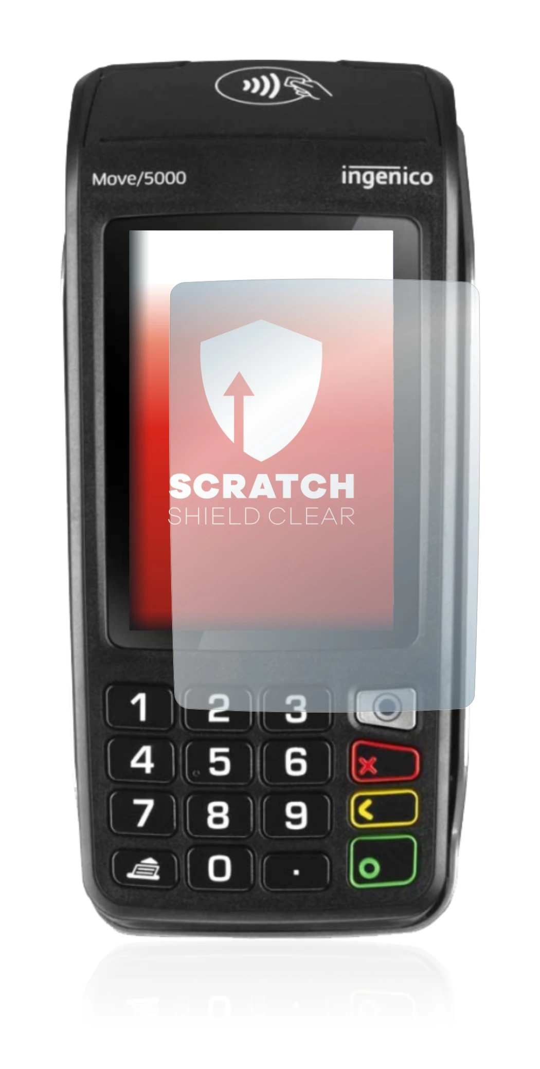 Image of the device ingenico Move 5000 with a wide variety of screen protectors.