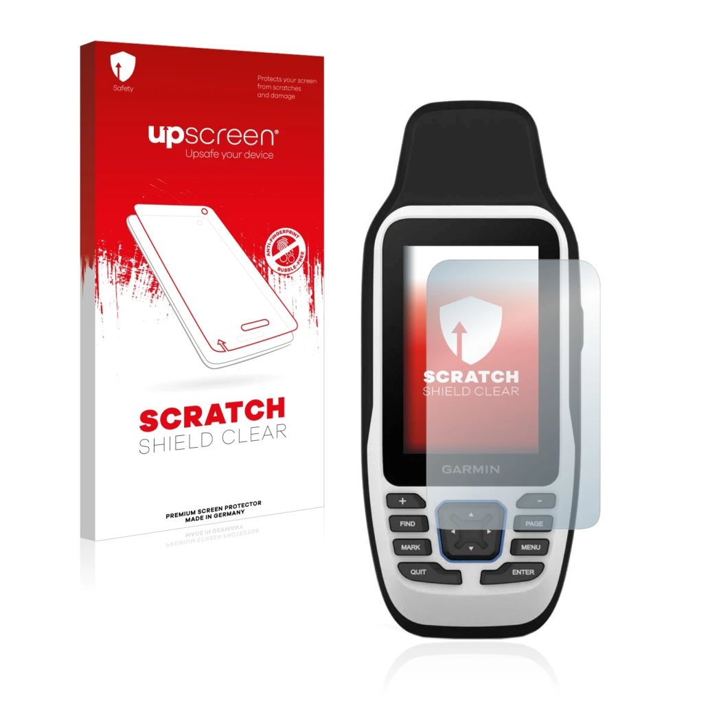 Front side of a product packaging with the brand logo upscreen. Next to it is the device Garmin GPSMAP 79s shown with the corr