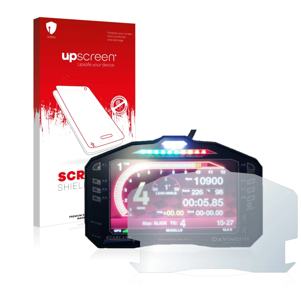 Front side of a product packaging with the brand logo upscreen. Next to it is the device Starlane DaVinci-II S shown with the