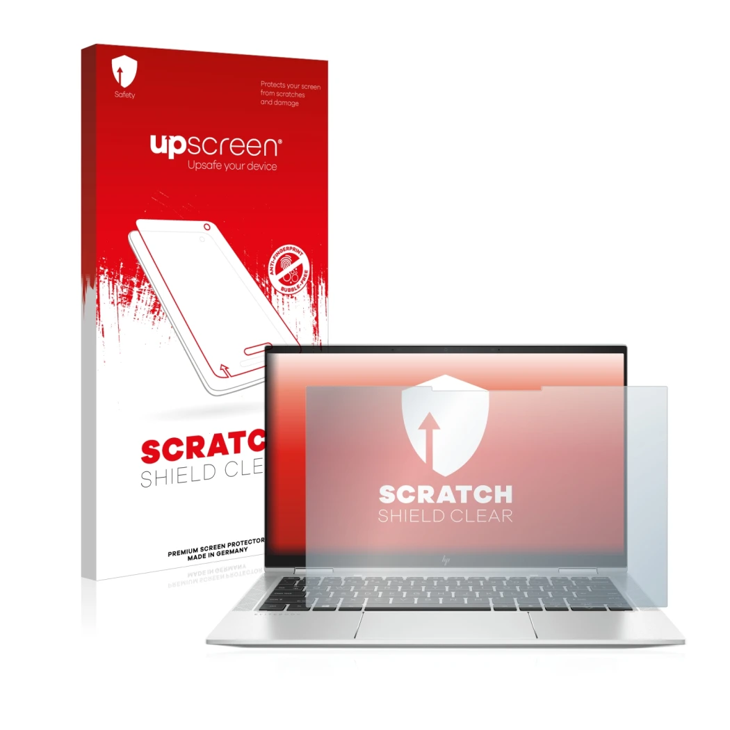 Front side of a product packaging with the brand logo upscreen. Next to it is the device HP EliteBook x360 1030 G8 shown with 