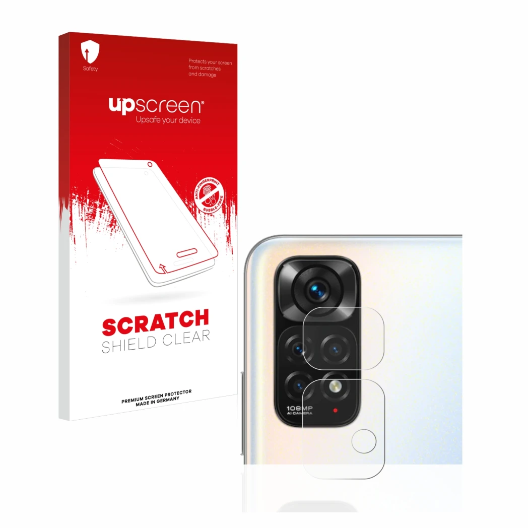 Front side of a product packaging with the brand logo upscreen. Next to it is the device Xiaomi Redmi Note 11S (ONLY Camera Le