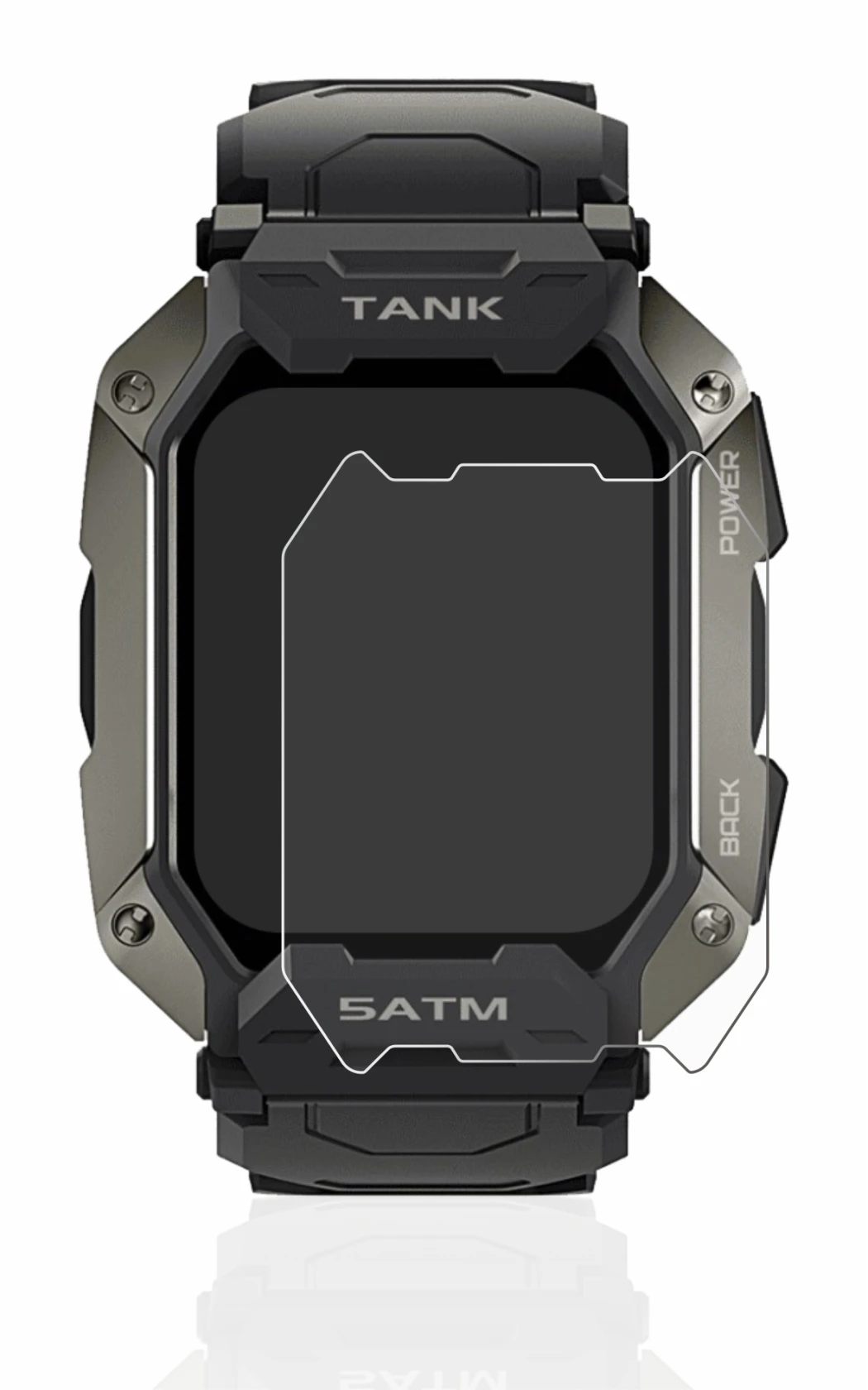 Image of the device Kospet Tank M1 with a wide variety of screen protectors.