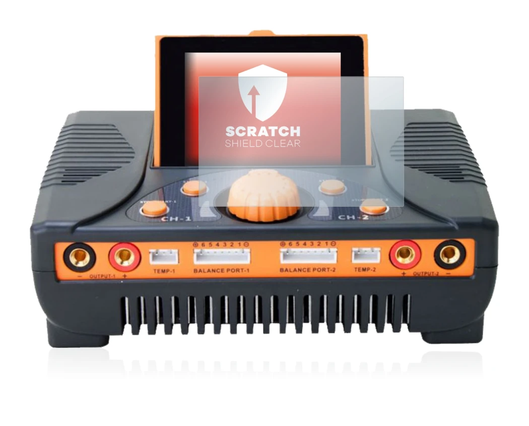 Image of the device Junsi iCharger 406 Duo with a wide variety of screen protectors.