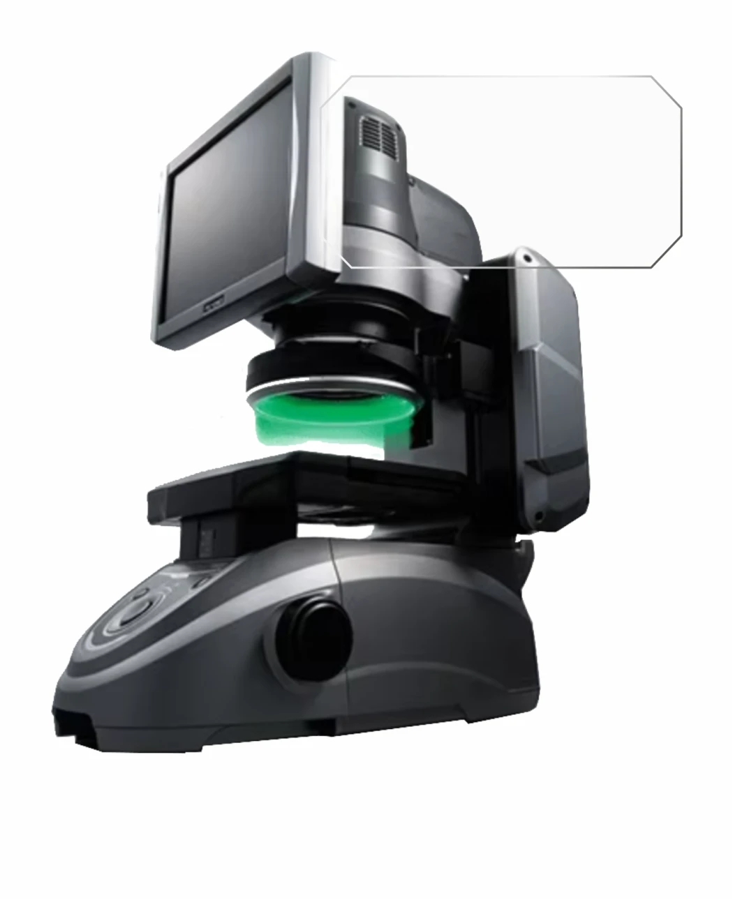 Image of the device Keyence IM-6125 Glass plate with a wide variety of screen protectors.