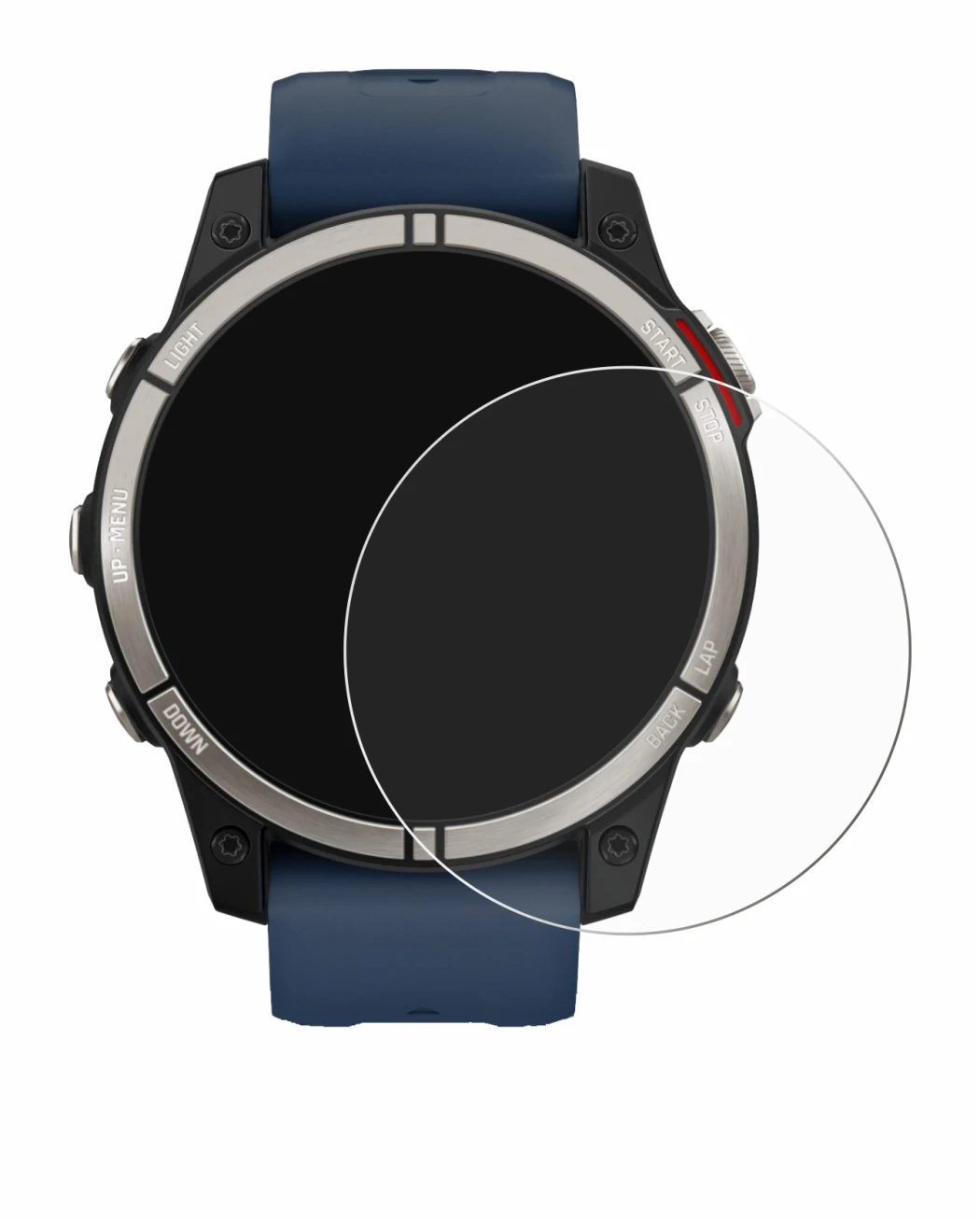 Image of the device Garmin quatix 7 with a wide variety of screen protectors.