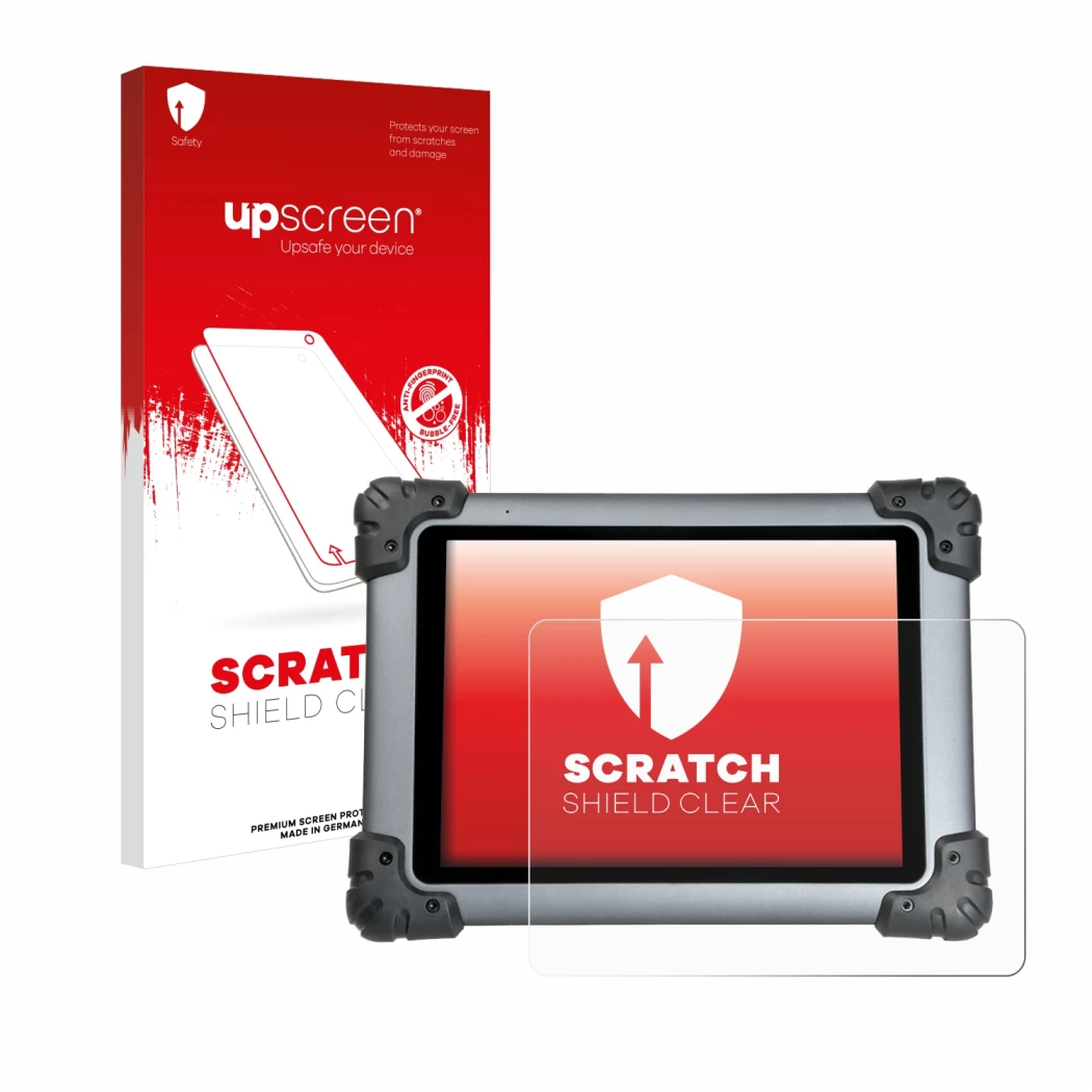 Front side of a product packaging with the brand logo upscreen. Next to it is the device Autel MaxiSys MS908S shown with the c