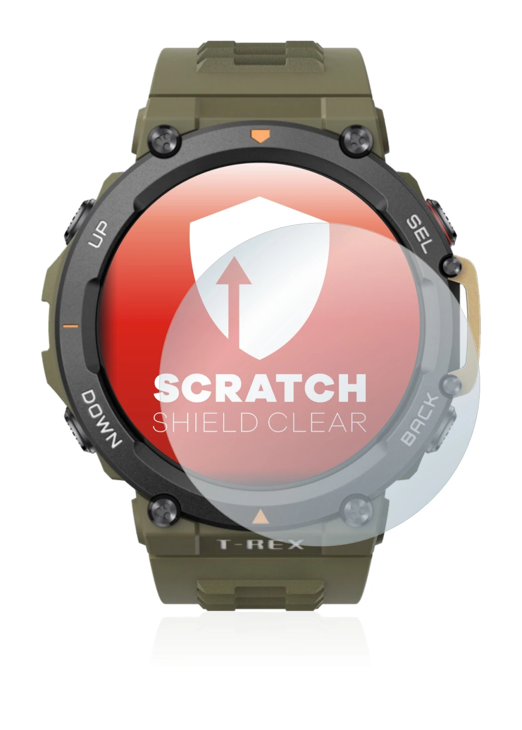 Image of the device Huami Amazfit T-Rex 2 with a wide variety of screen protectors.