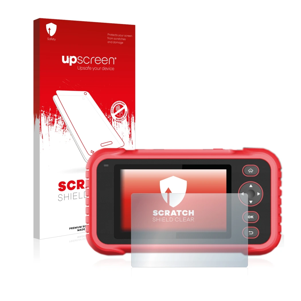 Front side of a product packaging with the brand logo upscreen. Next to it is the device Launch CRP 123 / 129 EVO shown with t