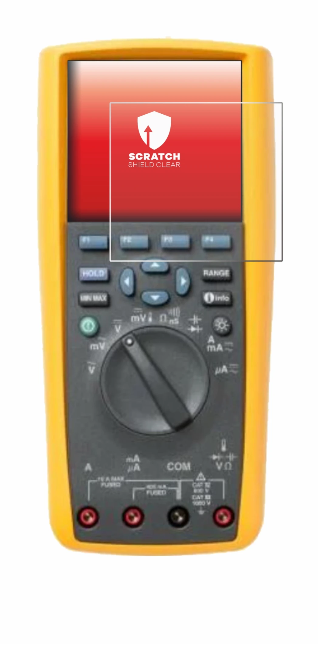 Image of the device Fluke 287 with a wide variety of screen protectors.