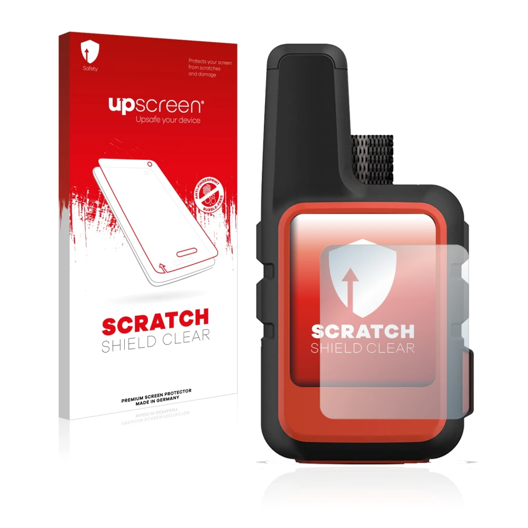 Front side of a product packaging with the brand logo upscreen. Next to it is the device Garmin inReach Mini 2 shown with the