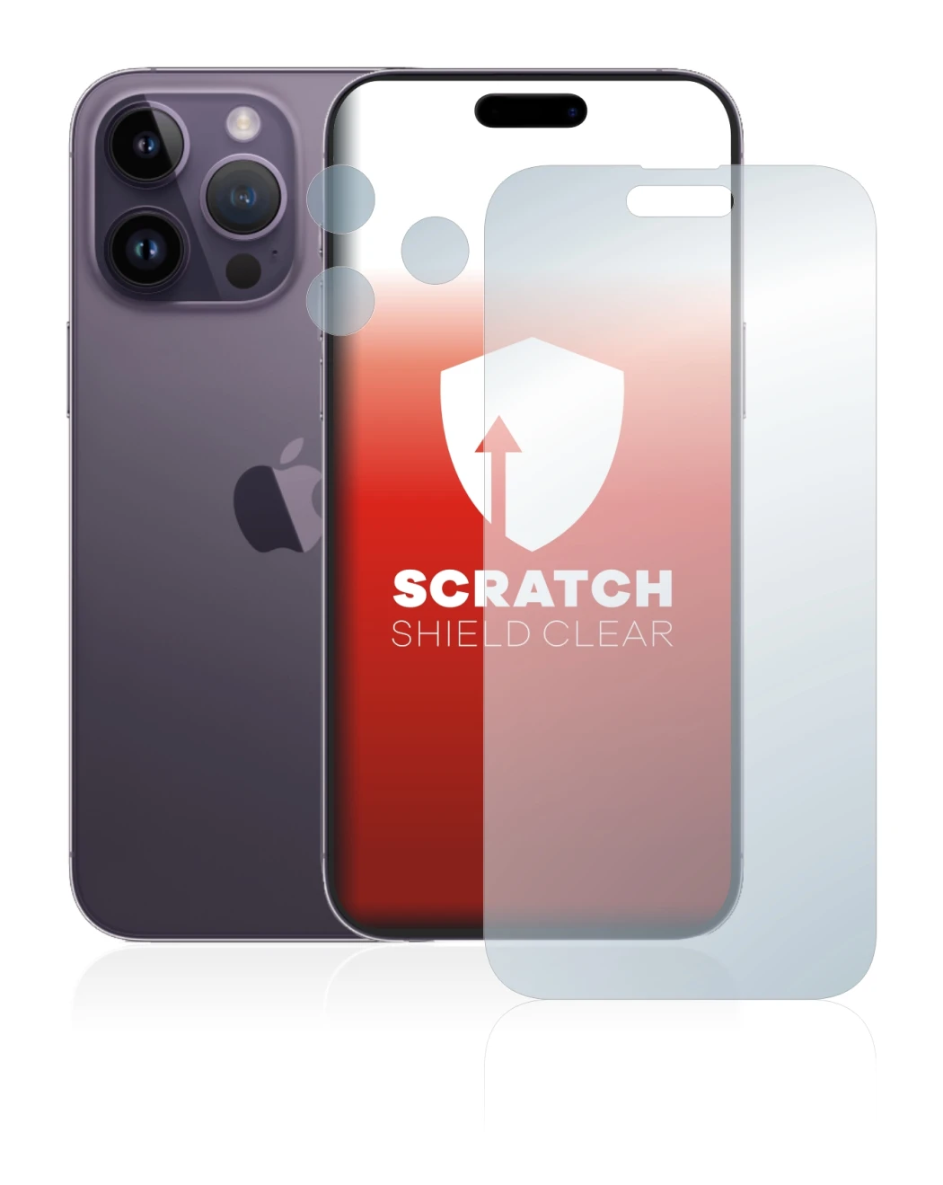 Image of the device Apple iPhone 14 Pro Max (Front+Camera) with a wide variety of screen protectors.