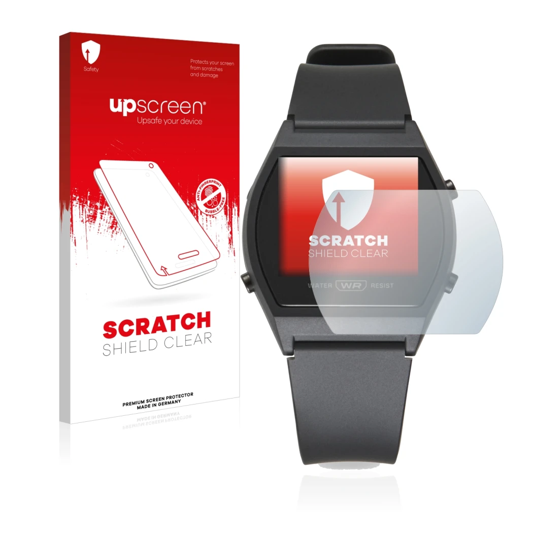 Front side of a product packaging with the brand logo upscreen. Next to it is the device Casio LW-204-1BEF shown with the corr