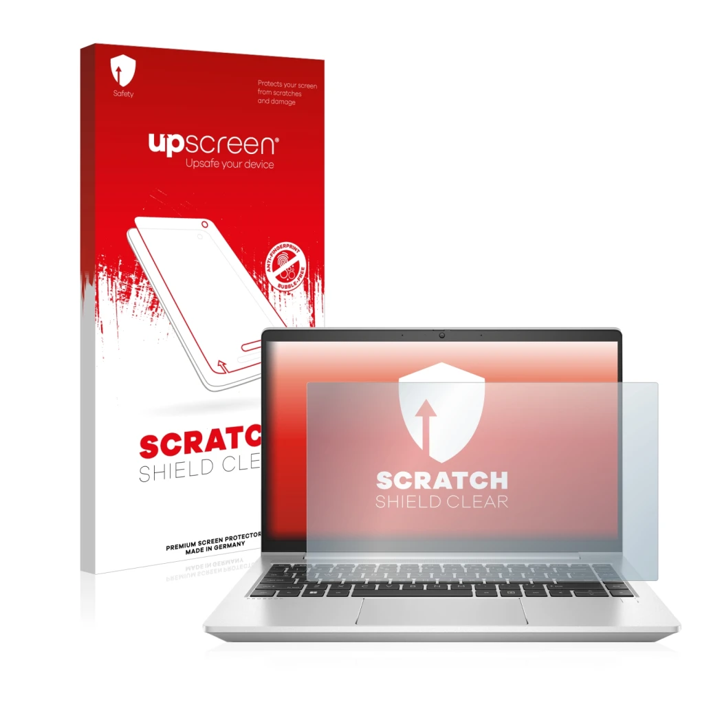 Front side of a product packaging with the brand logo upscreen. Next to it is the device HP ProBook 440 G9 shown with the corr
