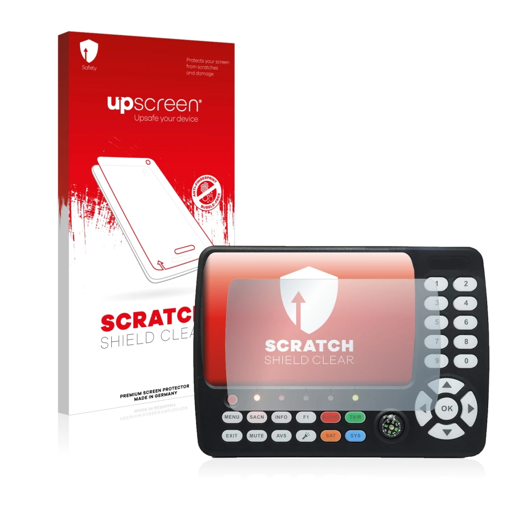 Front side of a product packaging with the brand logo upscreen. Next to it is the device Satlink ST-5150 DVB-S/S2/T/T2/C shown