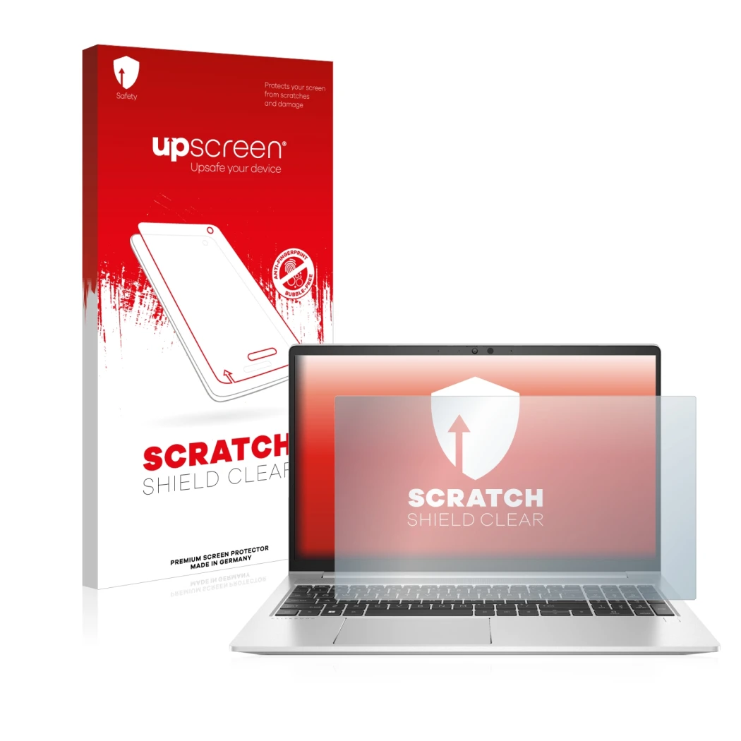 Front side of a product packaging with the brand logo upscreen. Next to it is the device HP EliteBook 650 G9 shown with the co