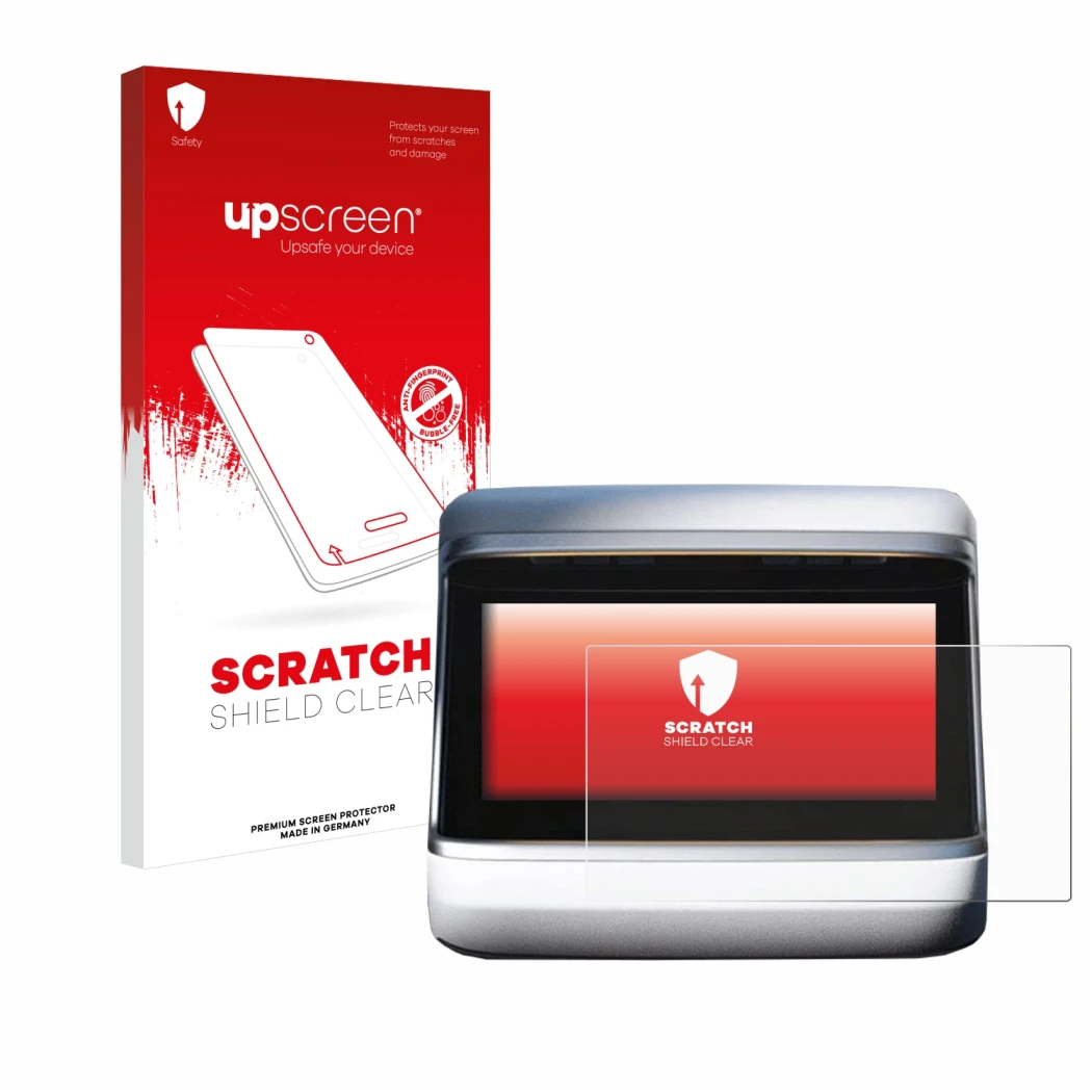 Front side of a product packaging with the brand logo upscreen. Next to it is the device Tesla Model X Plaid 2023 (Back displa