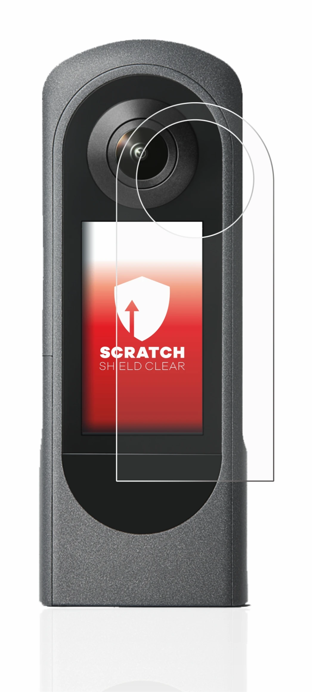 Image of the device Ricoh Theta X with a wide variety of screen protectors.