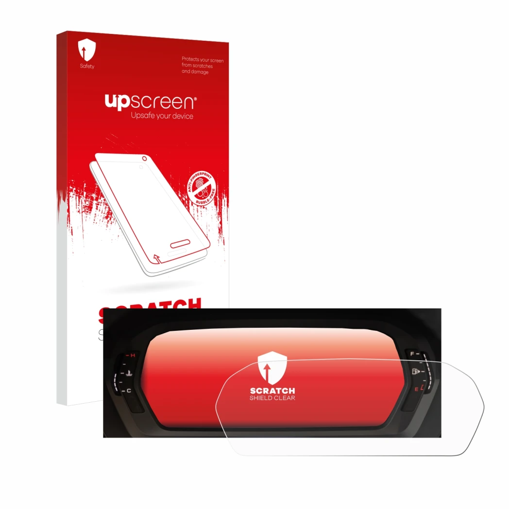 Front side of a product packaging with the brand logo upscreen. Next to it is the device Audi A3 2023 Virtual cockpit Plus sho