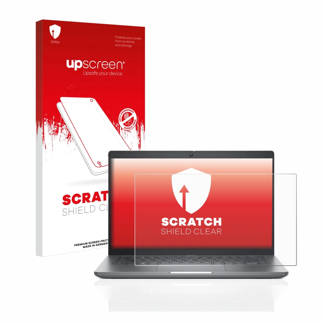 Front side of a product packaging with the brand logo upscreen. Next to it is the device Dell Latitude 5440 shown with the cor