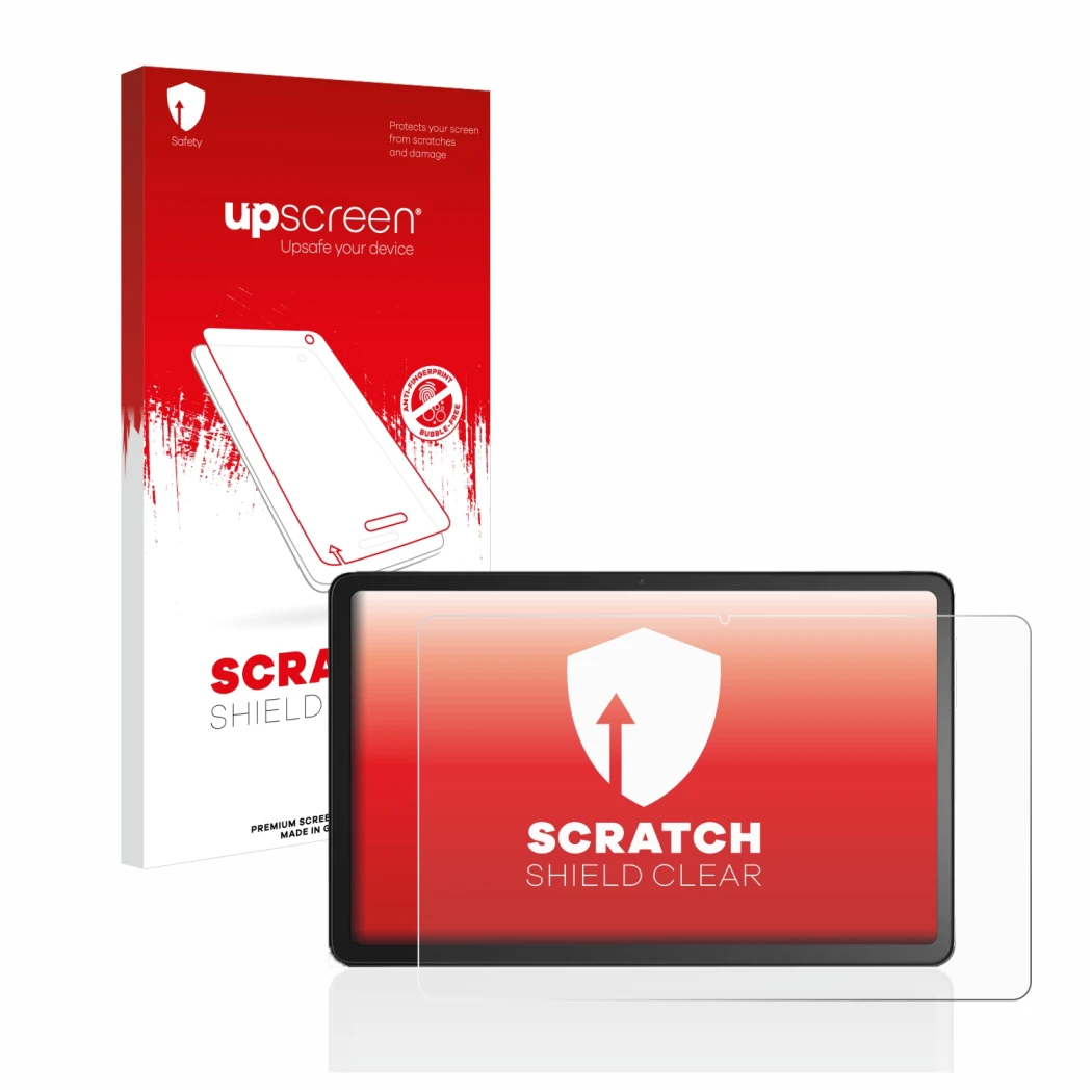 Front side of a product packaging with the brand logo upscreen. Next to it is the device Amazon Fire Max 11 shown with the cor