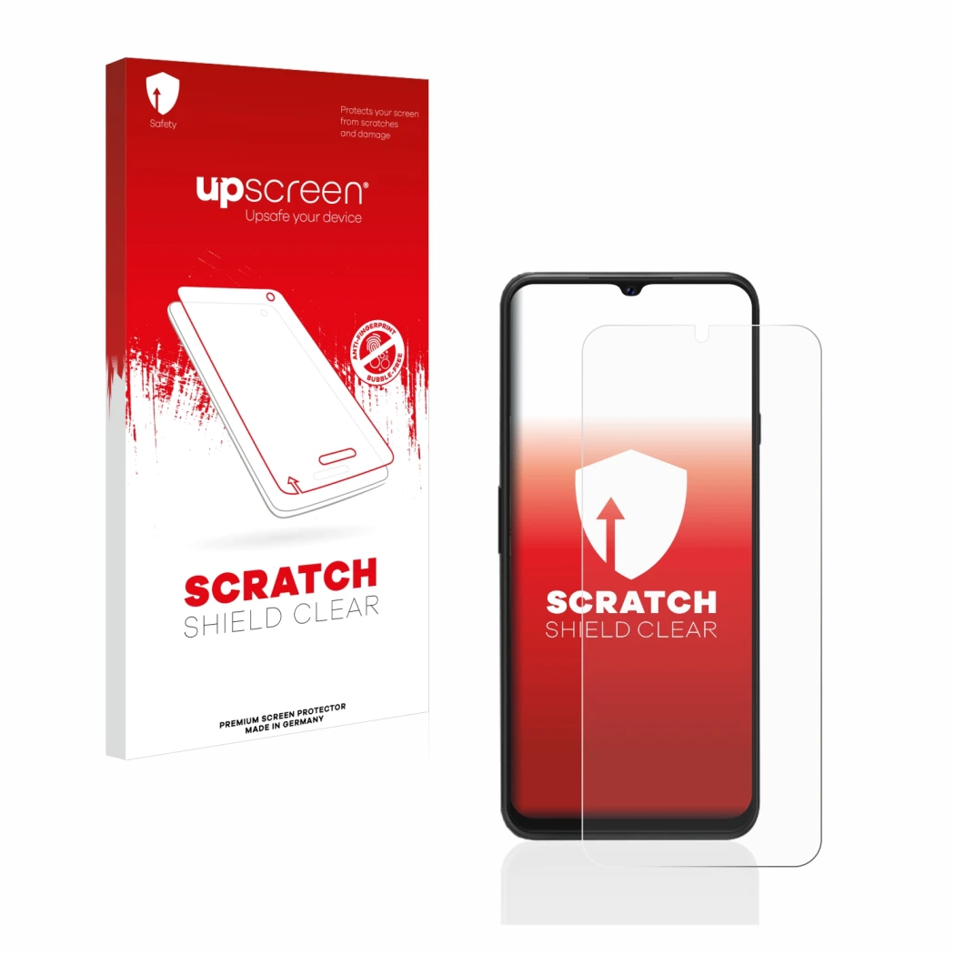 Front side of a product packaging with the brand logo upscreen. Next to it is the device Cubot P80 shown with the correspondin