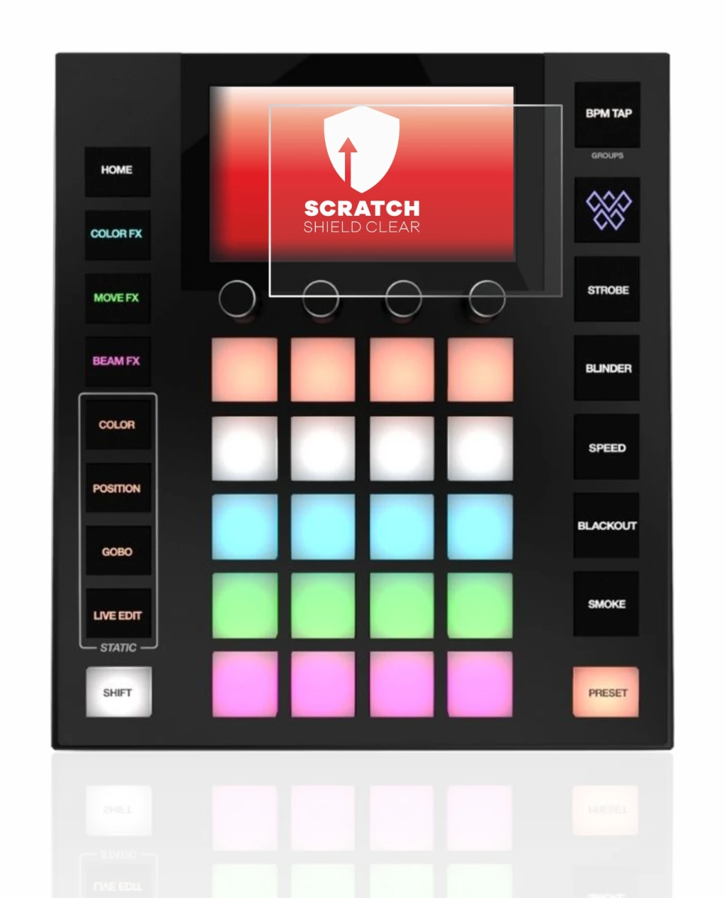Image of the device Wolfmix W1 with a wide variety of screen protectors.