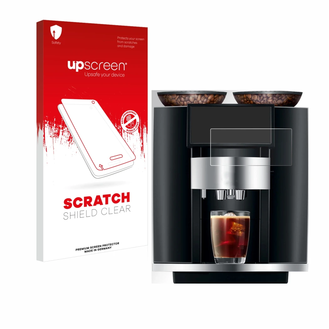 Front side of a product packaging with the brand logo upscreen. Next to it is the device Jura Giga 10 shown with the correspon