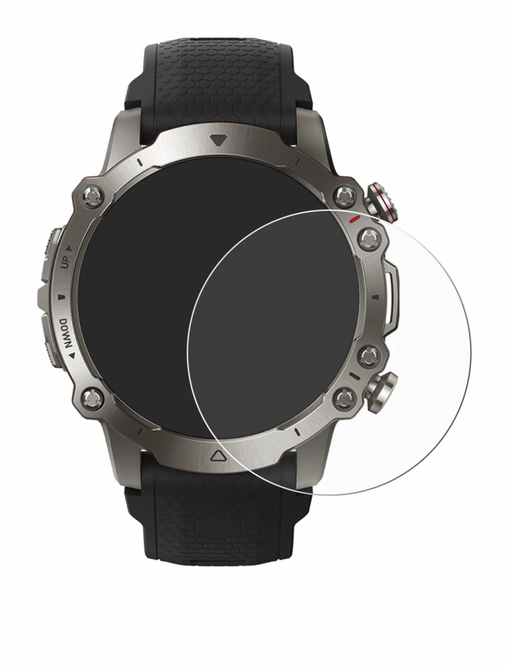 Image of the device Huami Amazfit Falcon with a wide variety of screen protectors.