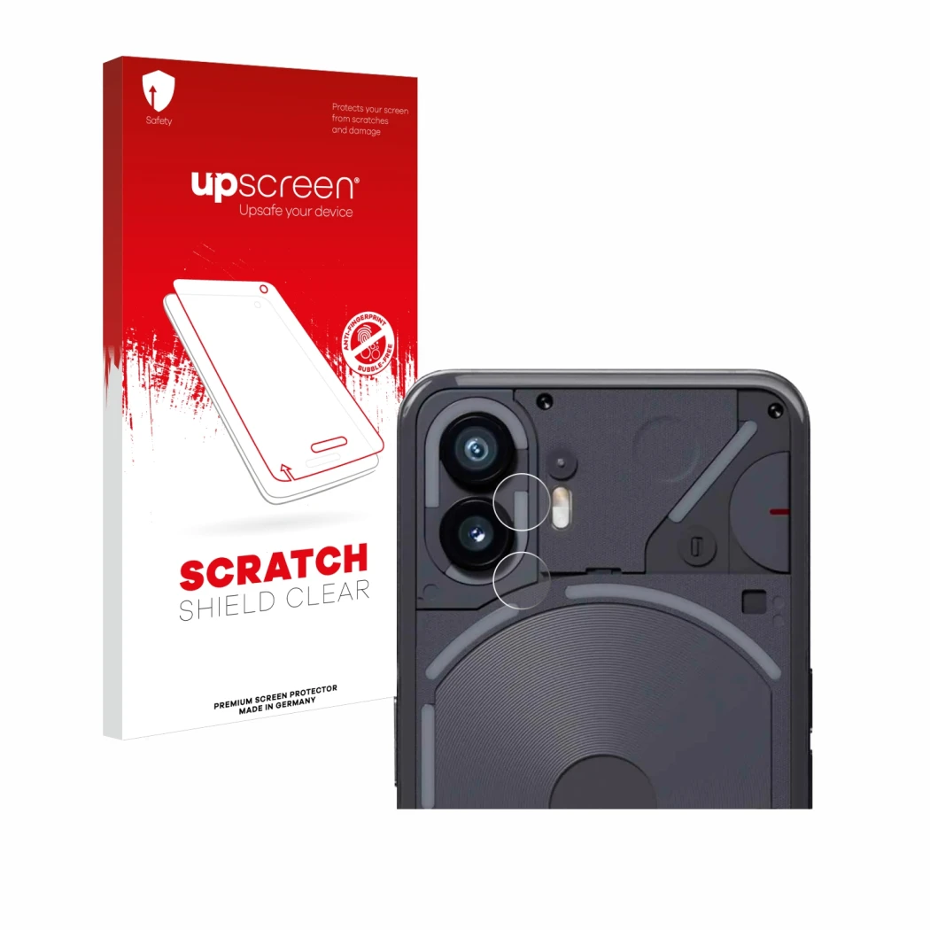 Front side of a product packaging with the brand logo upscreen. Next to it is the device Nothing Phone (2) (ONLY Camera Lens) 
